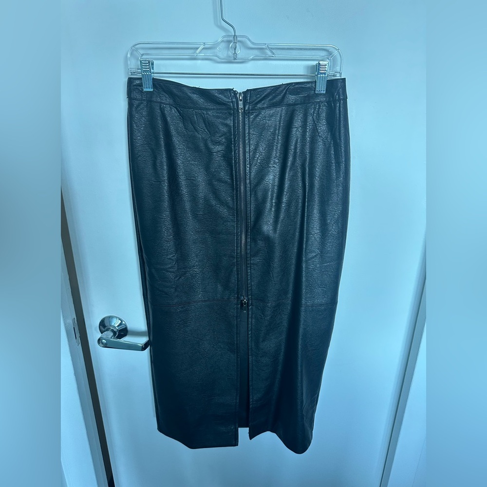 Vici Black Leather Pencil Skirt